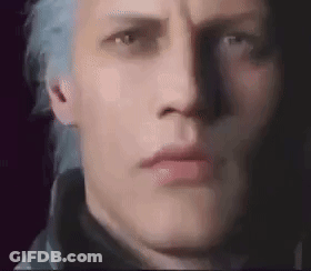 Man With Blue Hair And Serious Look GIF