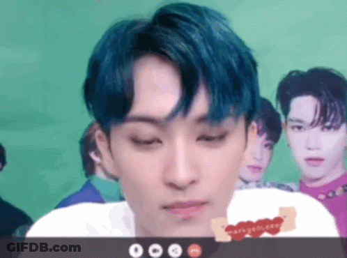 Man With Blue Hair On Video Call GIF