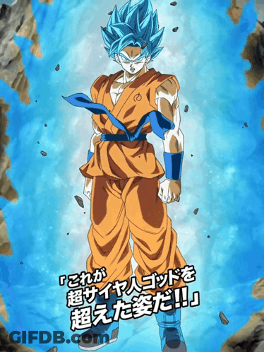 Man With Blue Hair Saying これ が 超 サイヤ 人 ゴッド を GIF