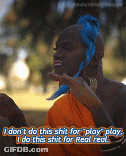 Man With Blue Hair Says I Don't Do This Shit For Play Play GIF