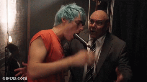 Man With Blue Hair Singing GIF
