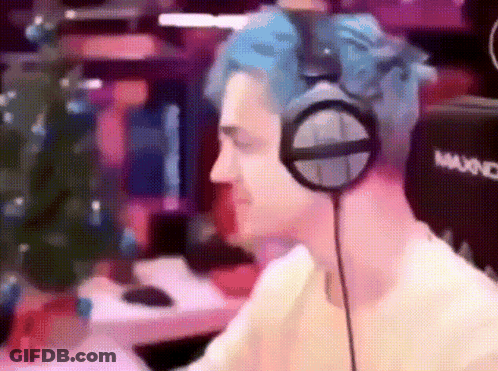 Man With Blue Hair Wearing Headphones GIF