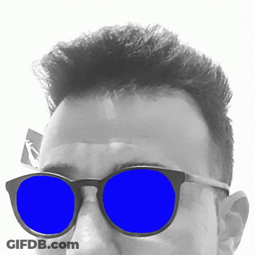 Man With Blue Lens Sunglasses In Black And White GIF