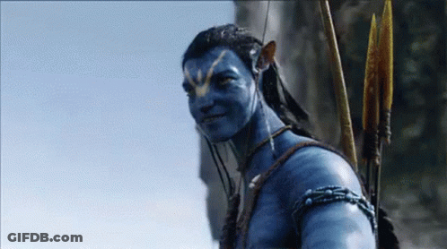 Man With Blue Paint On Face And Spear GIF