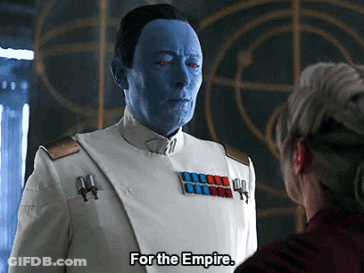 Man With Blue Paint Saying For The Empire GIF
