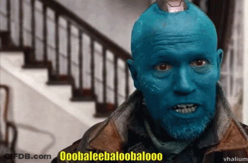 Man With Blue Paint Says Ooohaleebaloobaloo GIF