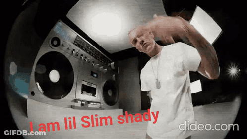Man With Boombox Saying I Am Lil Slim Shady GIF