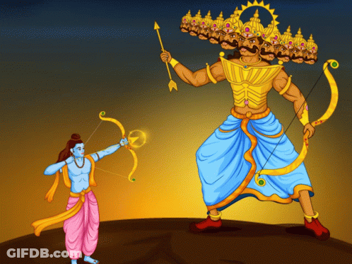Man With Bow And Arrow Next To Giant Man GIF