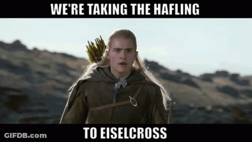Man With Bow And Arrow Saying We're Taking The Halfling To Eiselcross GIF