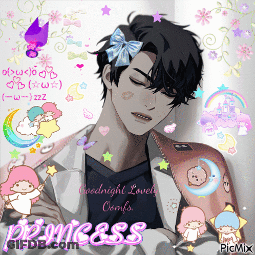Man With Bow In Hair Goodnight Lovely Ooops Princess GIF