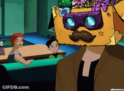 Man With Box On Head And Mustache GIF