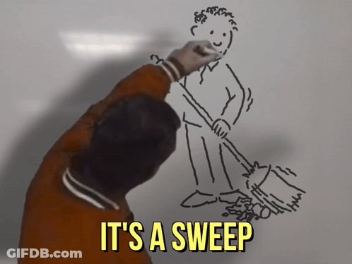 Man With Broom Saying Its A Sweep GIF