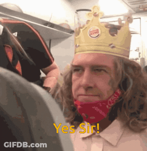 Man With Burger King Crown GIF