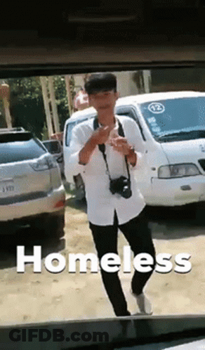 Man With Camera In Front Of White Van Number 12 GIF
