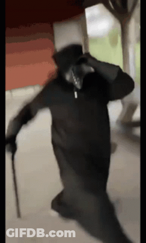 Man With Cane And Mask GIF