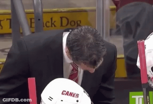 Man With Canes Helmet Sitting In Stands GIF