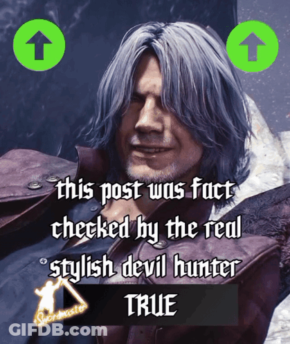 Man With Caption This Post Was Fact Checked By Real Stylish Devil Hunter True GIF