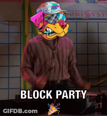 Man With Cartoon Dog On Head Block Party GIF