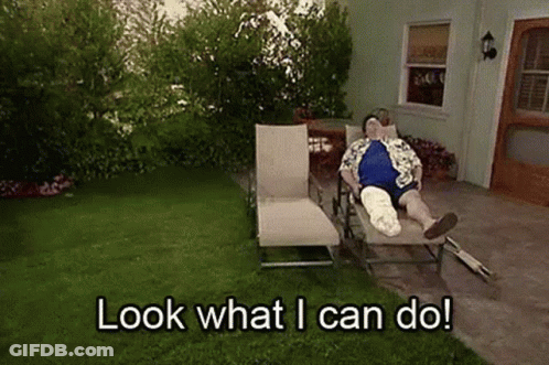 Man With Cast Lying On Lounge Chair GIF