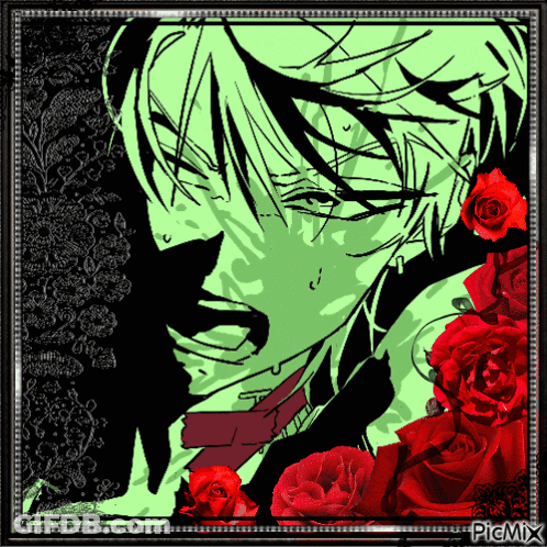 Man With Cat And Red Roses GIF