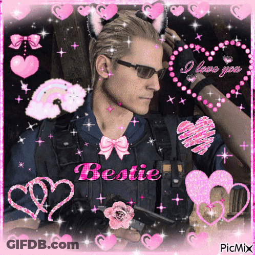 Man With Cat Ear Headband Saying Bestie GIF