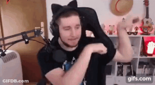 Man With Cat Ear Headset At Microphone GIF