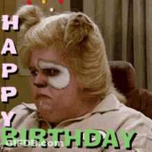 Man With Cat Ears Face Paint And Happy Birthday GIF