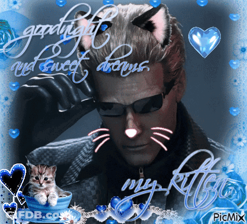 Man With Cat Ears Saying Goodnight GIF