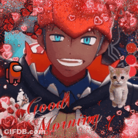 Man With Cat Good Morning GIF