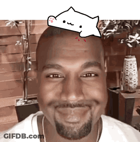 Man With Cat On Head Looking GIF