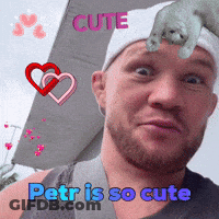 Man With Cat On Head Saying Cute Petr Is So Cute GIF