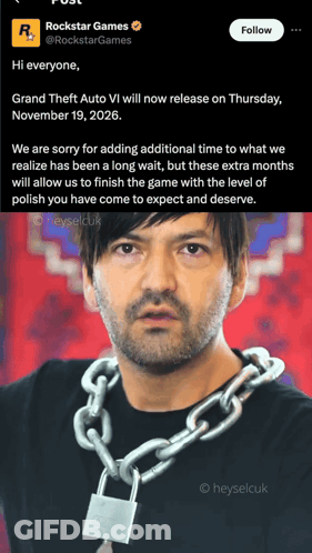 Man With Chain In Rockstar Games Ad GIF