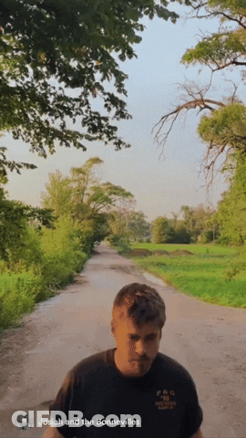 Man With Chainsaw In Woods Country GIF