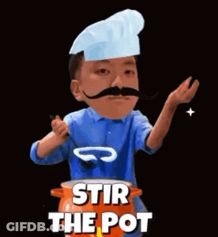 Man With Chef Hat Stirring Pot GIF