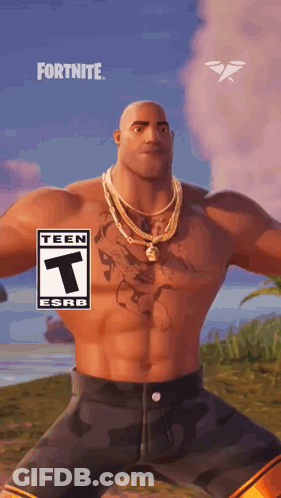 Man With Chest Tattoo In Front Of Teen ESRB Sign GIF