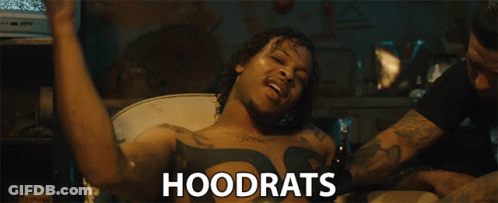 Man With Chest Tattoo Saying Hoodrats GIF