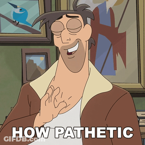Man With Chest Tattoo Saying How Pathetic GIF