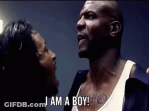 Man With Chest Tattoo Saying I Am A Boy GIF