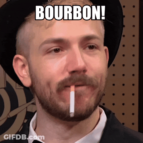 Man With Cigarette And Bourbon Text GIF