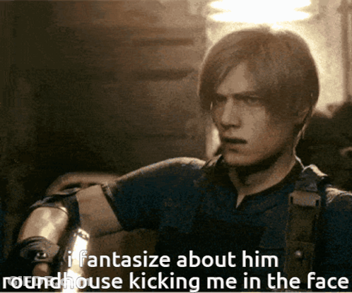 Man With Cigarette Fantasizes About Roundhouse Kick To The Face GIF