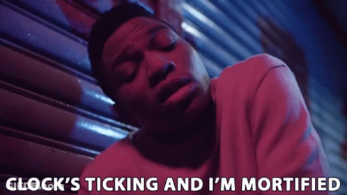 Man With Closed Eyes Clock's Ticking I'm Mortified GIF