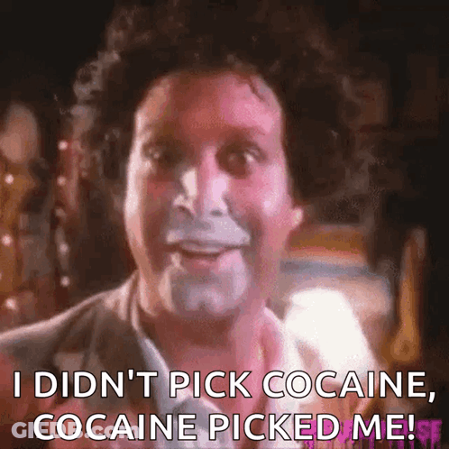 Man With Cocaine On Face Saying Cocaine Picked Me GIF