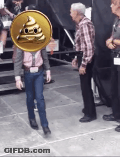 Man With Coin On Head And Poop Face GIF
