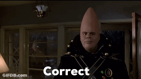 Man With Cone Head Says Correct GIF