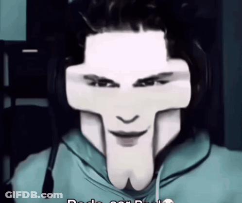 Man With Cross On Face Wearing Headphones And Blue Hoodie GIF