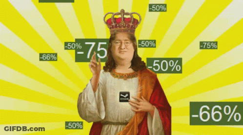 Man With Crown And -75% -50% -66% Signs GIF