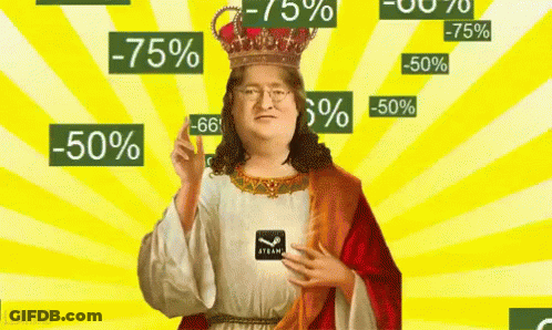 Man With Crown And Steam Logo GIF