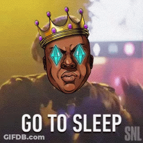 Man With Crown And Sunglasses Saying Go To Sleep GIF
