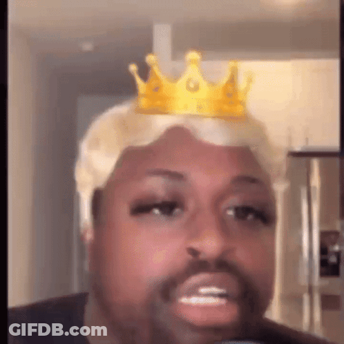 Man With Crown And Wig GIF