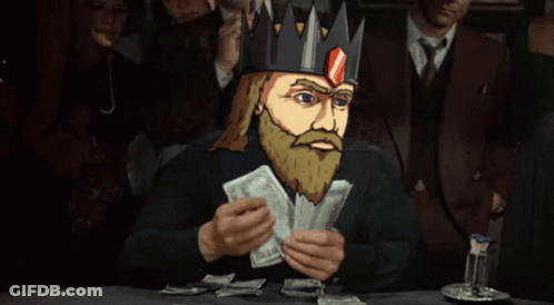 Man With Crown Holding Money GIF